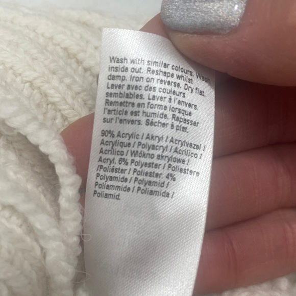 River Island Fringe Cable Knit Turtleneck Sweater in Cream Sz M - Picture 10 of 12